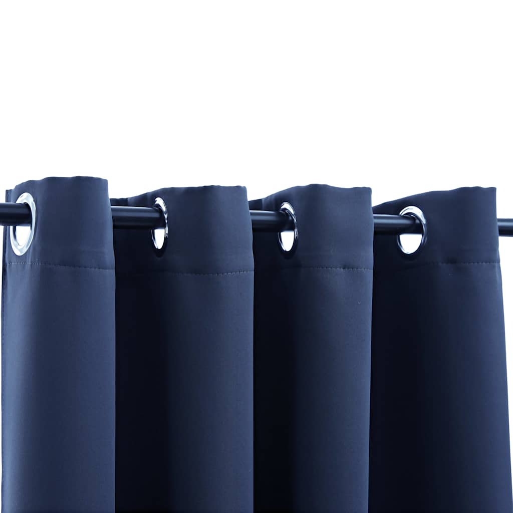 vidaXL Draperii opace cu inele metalice, 2 buc, albastru, 140 x 175 cm