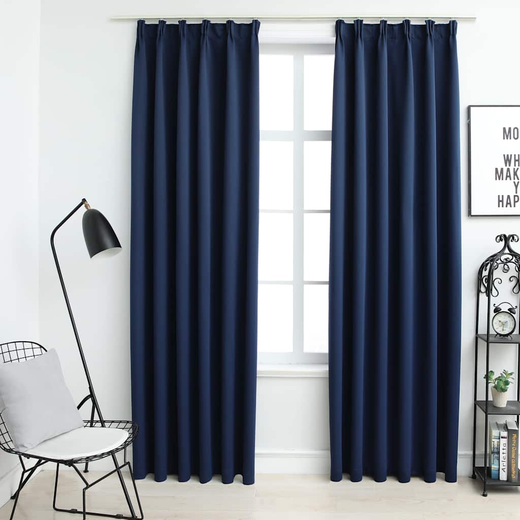 vidaXL mørklægningsgardiner med kroge 2 stk. 140 x 225 cm blå