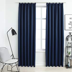 Zatemnitvene zavese z obešali 2 kosa modre 140x225 cm