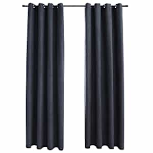 vidaXL pimendavad kardinad metallr&otilde;ngastega 2 tk antratsiit 140x175 cm