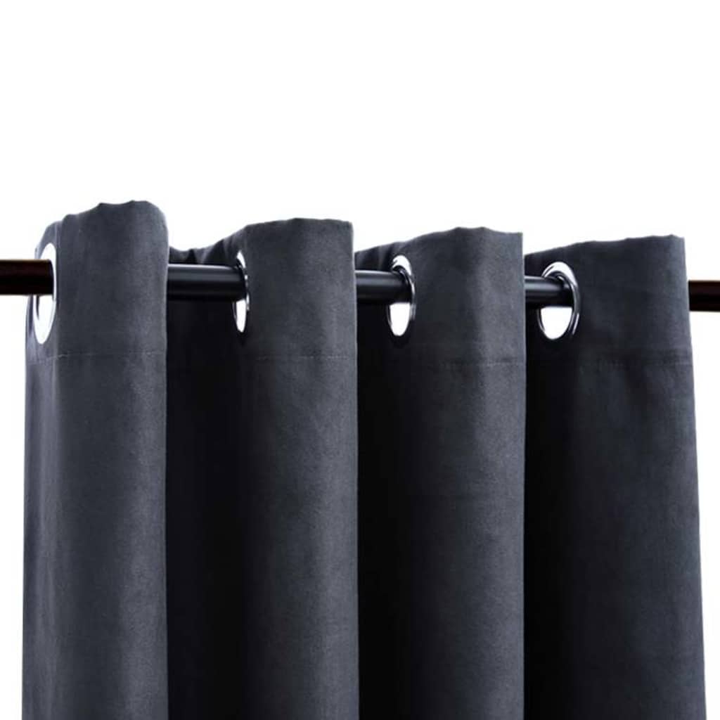 

vidaXL Gordijnen verduisterend met ringen 2 st 140x175 cm antraciet