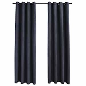 vidaXL pimendavad kardinad metallr&otilde;ngastega 2 tk antratsiit 140x225 cm