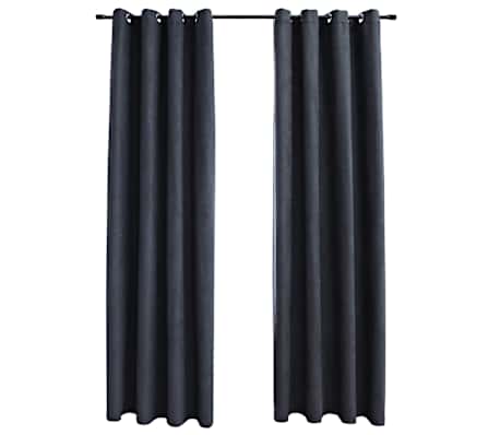vidaXL Cortinas blackout c/ argolas em metal 2 pcs 140x225cm antracite