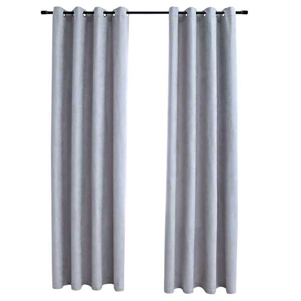 vidaXL pimendavad kardinad metallr&otilde;ngastega 2 tk, hall, 140 x 175 cm