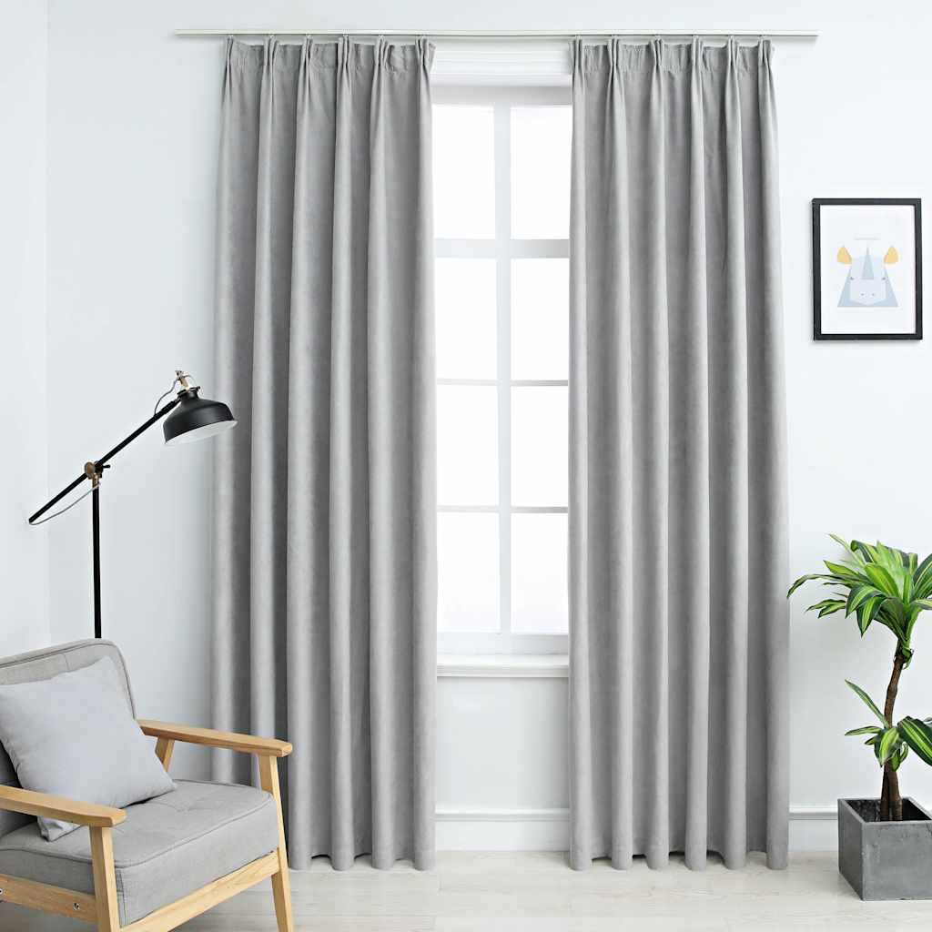 vidaXL mørklægningsgardiner med kroge 2 stk. 140 x 225 cm grå