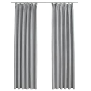 vidaXL pimendavad kardinad konksudega, 2 tk, hall, 140 x 245 cm