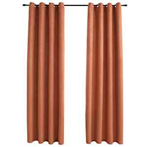 vidaXL pimendavad kardinad metallr&otilde;ngastega 2 tk, rooste, 140 x 175 cm