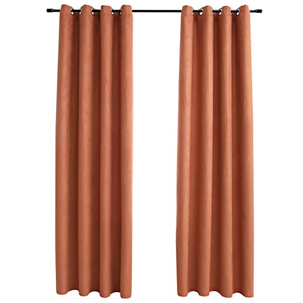 vidaXL pimendavad kardinad metallr&otilde;ngastega 2 tk, rooste, 140 x 175 cm