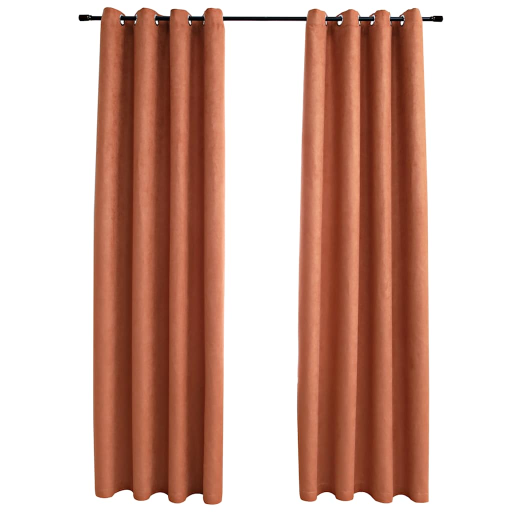 vidaXL Zatemňovacie závesy s kovovými očkami 2 ks, hrdzavé 140x225cm