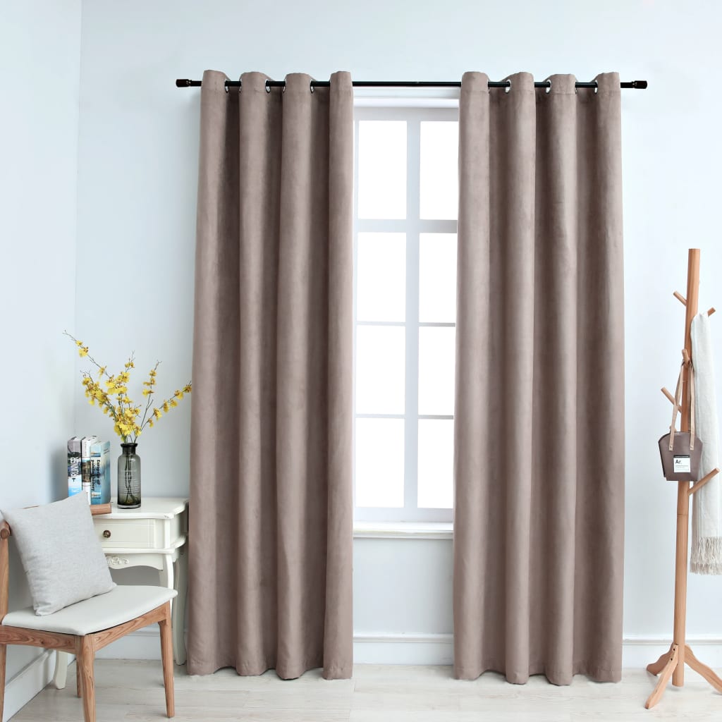 vidaXL Draperii opace cu inele metalice, 2 buc., gri taupe, 140x175 cm