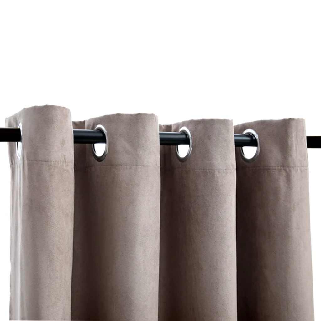 

vidaXL Gordijn verduisterend met metalen ringen 2 st 140x225 cm taupe