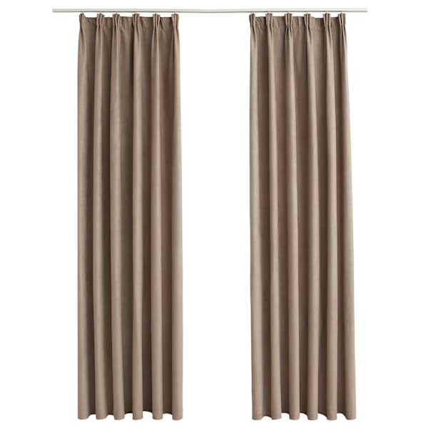vidaXL pimendavad kardinad konksudega, 2 tk pruunikashall 140 x 175 cm