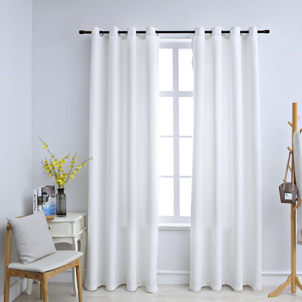 vidaXL Draperii opace cu inele metalice 2 buc. alb-ivoriu 140x225 cm