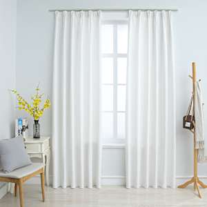 vidaXL pimendavad kardinad konksudega, 2 tk, koltunud valge 140x175 cm