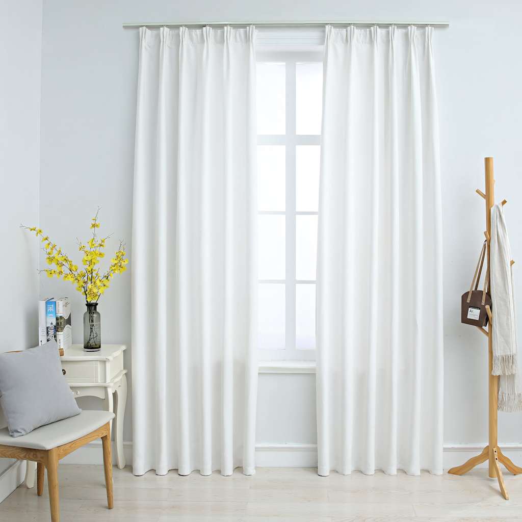 vidaXL mørklægningsgardiner med kroge 2 stk. 140x245 cm råhvid