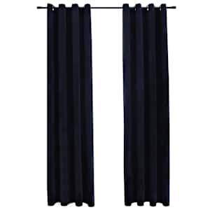 vidaXL pimendavad kardinad r&otilde;ngastega 2 tk, samet, must, 140 x 175 cm