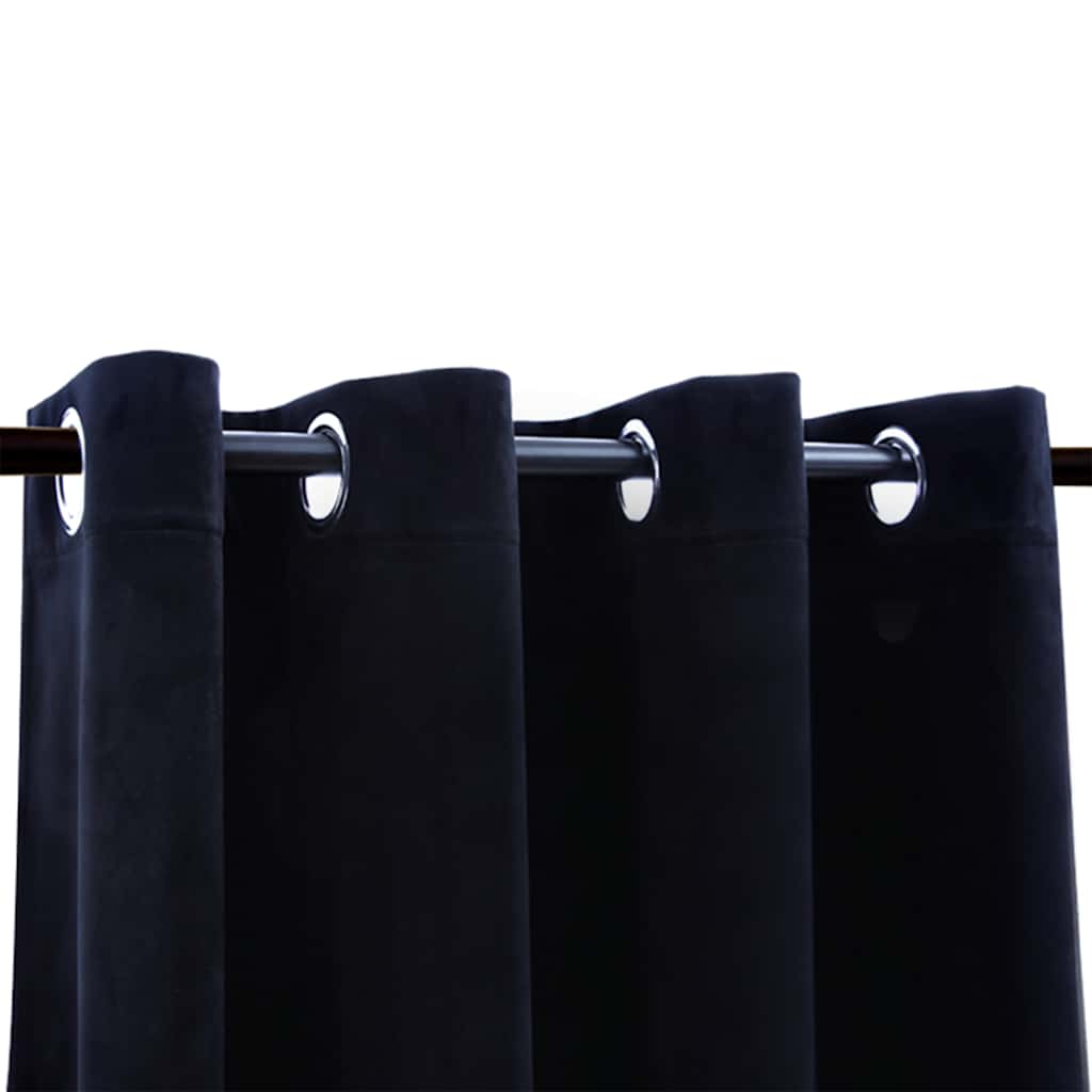 vidaXL Gordijn verduisterend met ringen 2 st 140x225 cm fluweel zwart afbeelding