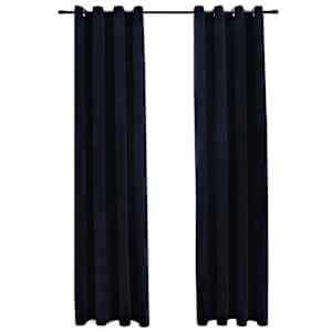 vidaXL pimendavad kardinad r&otilde;ngastega 2 tk, samet, must, 140 x 245 cm