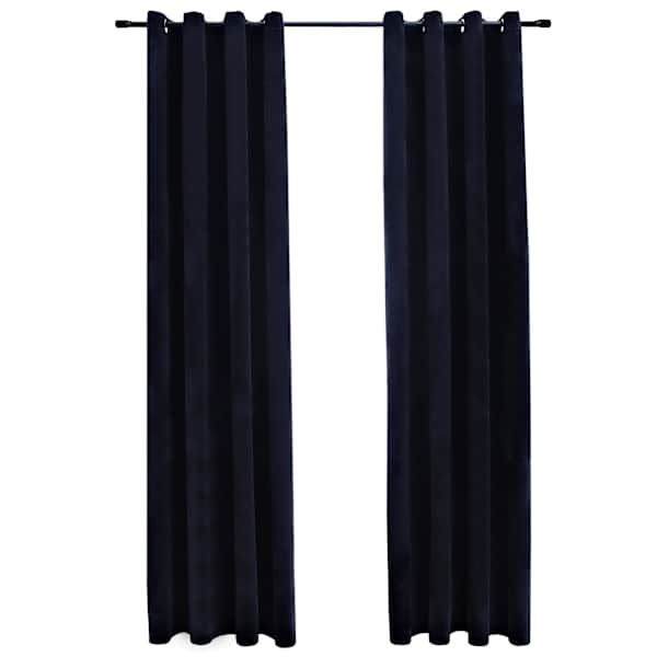 vidaXL pimendavad kardinad r&otilde;ngastega 2 tk, samet, must, 140 x 245 cm