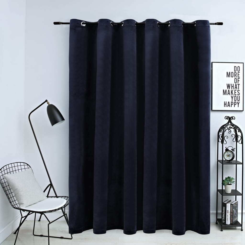 vidaXL Draperie opacă cu inele metalice, negru, 290 x 245 cm, catifea