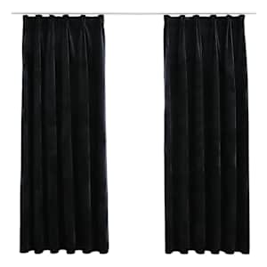 vidaXL pimendavad kardinad 2 tk konksud, samet, must, 140x175 cm