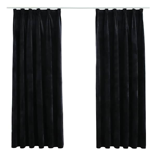 vidaXL pimendavad kardinad 2 tk konksud, samet, must, 140x175 cm