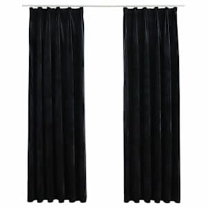 vidaXL pimendavad kardinad 2 tk konksudega, samet, must, 140 x 225 cm