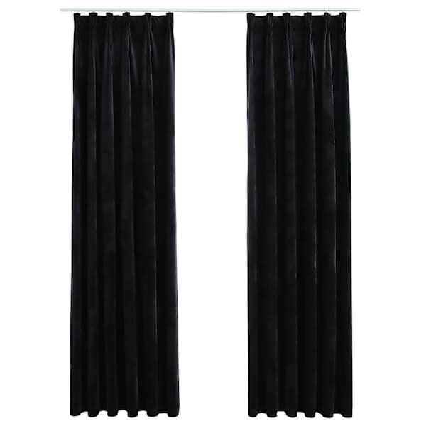 vidaXL pimendavad kardinad 2 tk konksudega, samet, must, 140 x 245 cm
