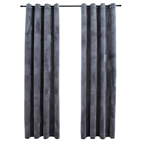 vidaXL pimendavad kardinad r&otilde;ngastega 2 tk samet antratsiit 140x175 cm
