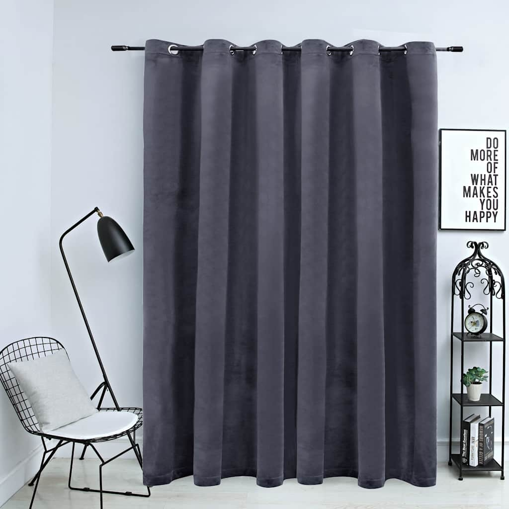 vidaXL Draperie opacă cu inele metalice, antracit, 290x245 cm, catifea