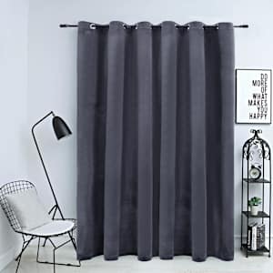 Zatemnitvena zavesa z obročki žametna antracitna 290x245 cm