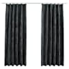 vidaXL pimendavad kardinad 2 tk konksud, samet, antratsiit, 140x175 cm