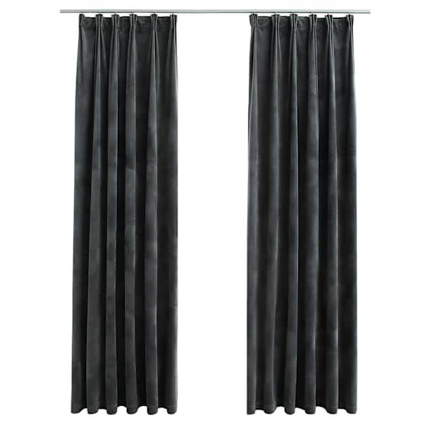vidaXL pimendavad kardinad 2 tk konksud, samet, antratsiit, 140x245 cm