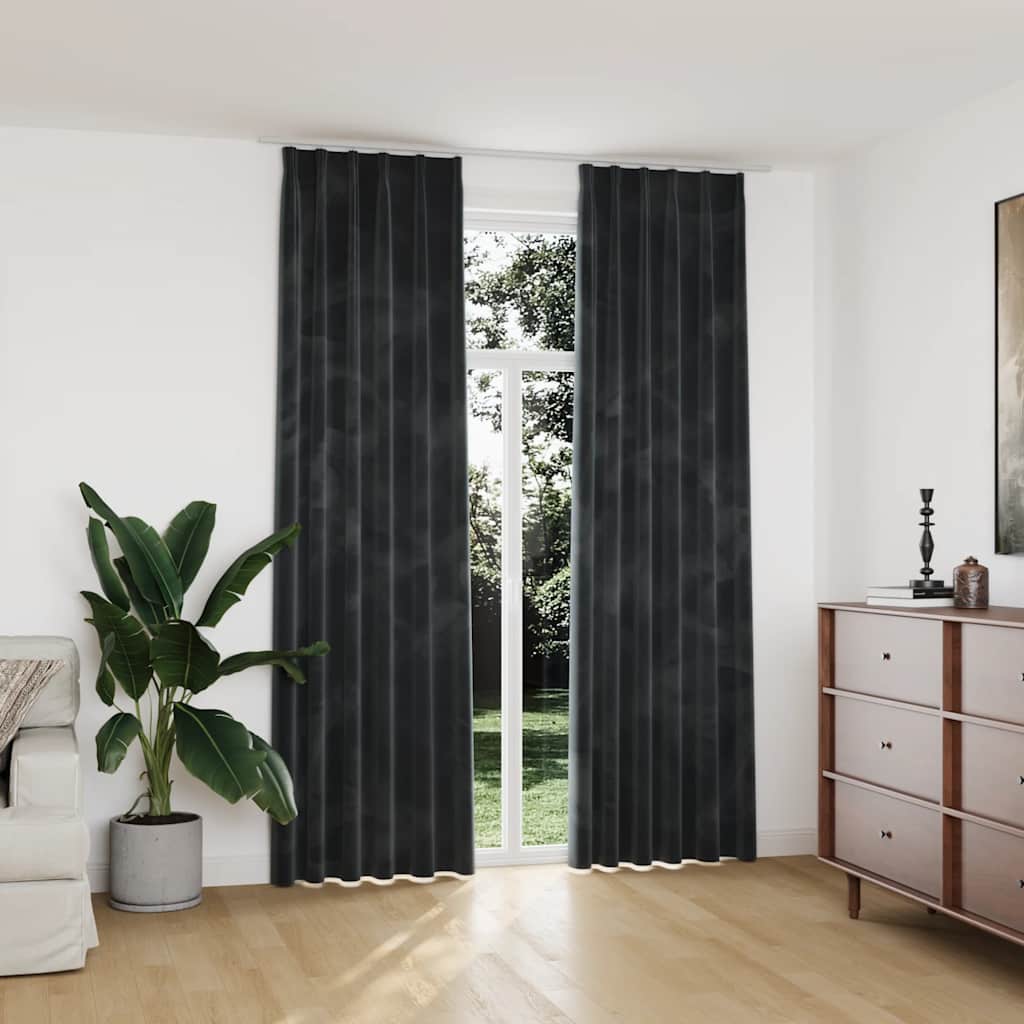 Thumbnail - vidaXL Verdunkelungsvorhänge mit Haken 2 Stk. Samt Anthrazit 140x245cm