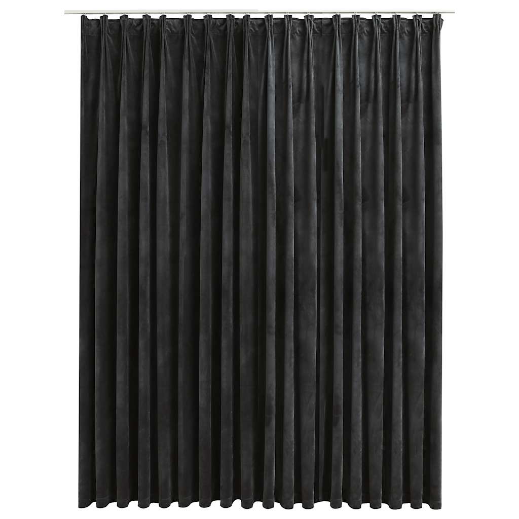 vidaXL Zatemňovací závěs s háčky sametový antracitový 290 x 245 cm