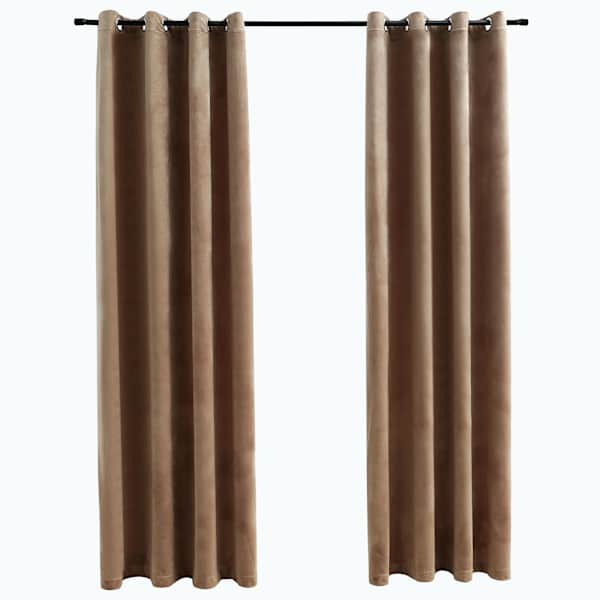 vidaXL pimendavad kardinad r&otilde;ngastega 2 tk, samet, beež, 140 x 175 cm