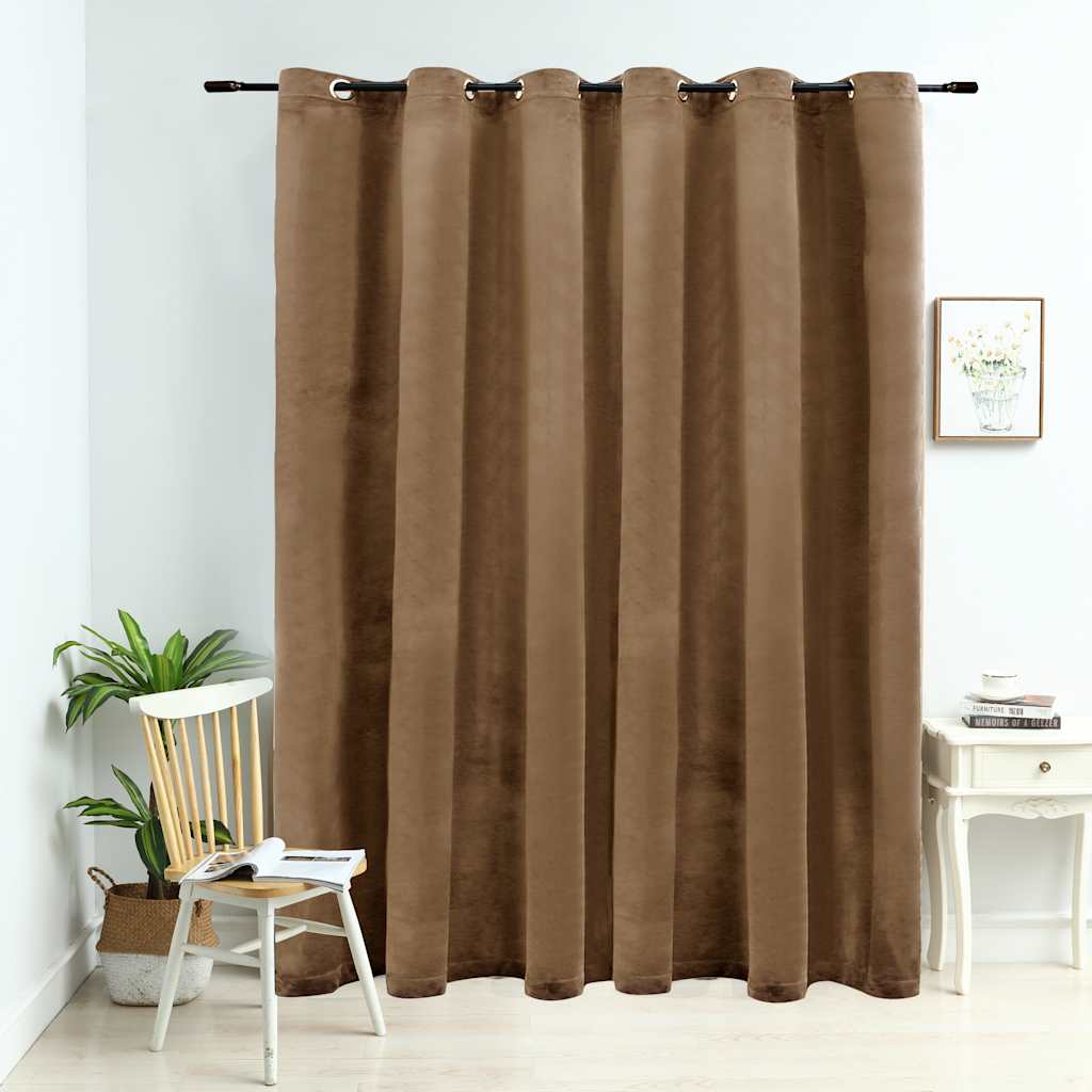 vidaXL Draperie opacă cu inele metalice, bej, 290 x 245 cm, catifea