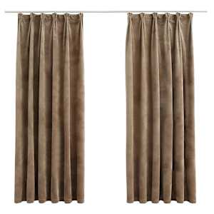 vidaXL pimendavad kardinad 2 tk konksud, samet, beež, 140x175 cm