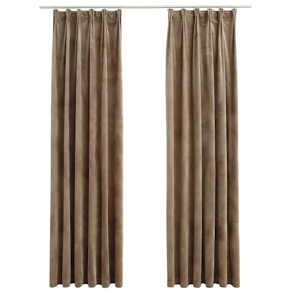 vidaXL pimendavad kardinad 2 tk konksudega, samet, beež, 140 x 245 cm