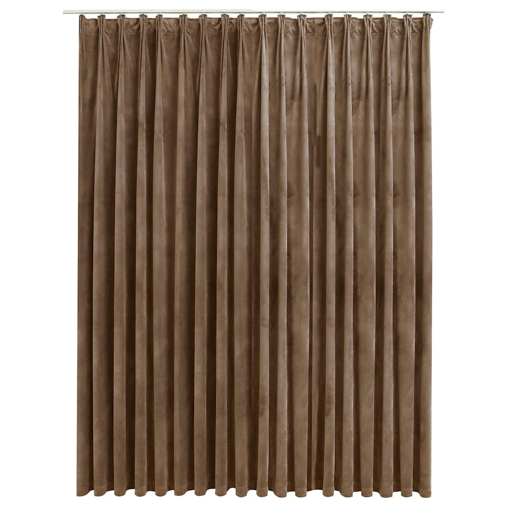 vidaXL Zatemňovací záves s háčikmi, zamat, béžový 290x245 cm