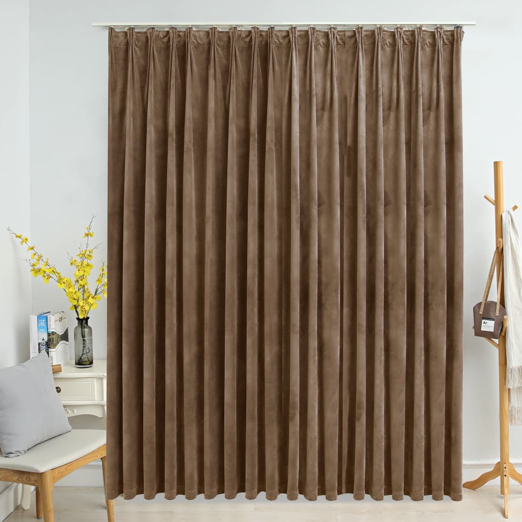 Tenda Oscurante con Ganci Beige in Velluto 290x245 cm