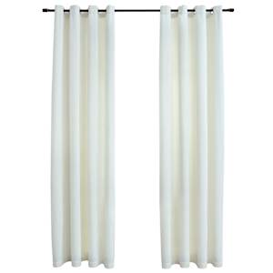 vidaXL pimendavad kardinad r&otilde;ngastega 2 tk, samet, kreemjas, 140x175cm