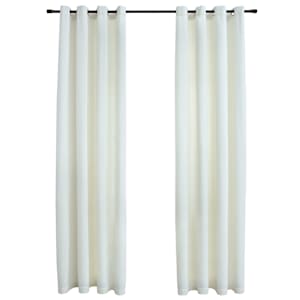 vidaXL pimendavad kardinad r&otilde;ngastega 2 tk, samet, kreemjas, 140x225cm