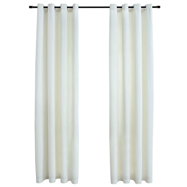 vidaXL pimendavad kardinad r&otilde;ngastega 2 tk, samet, kreemjas, 140x225cm