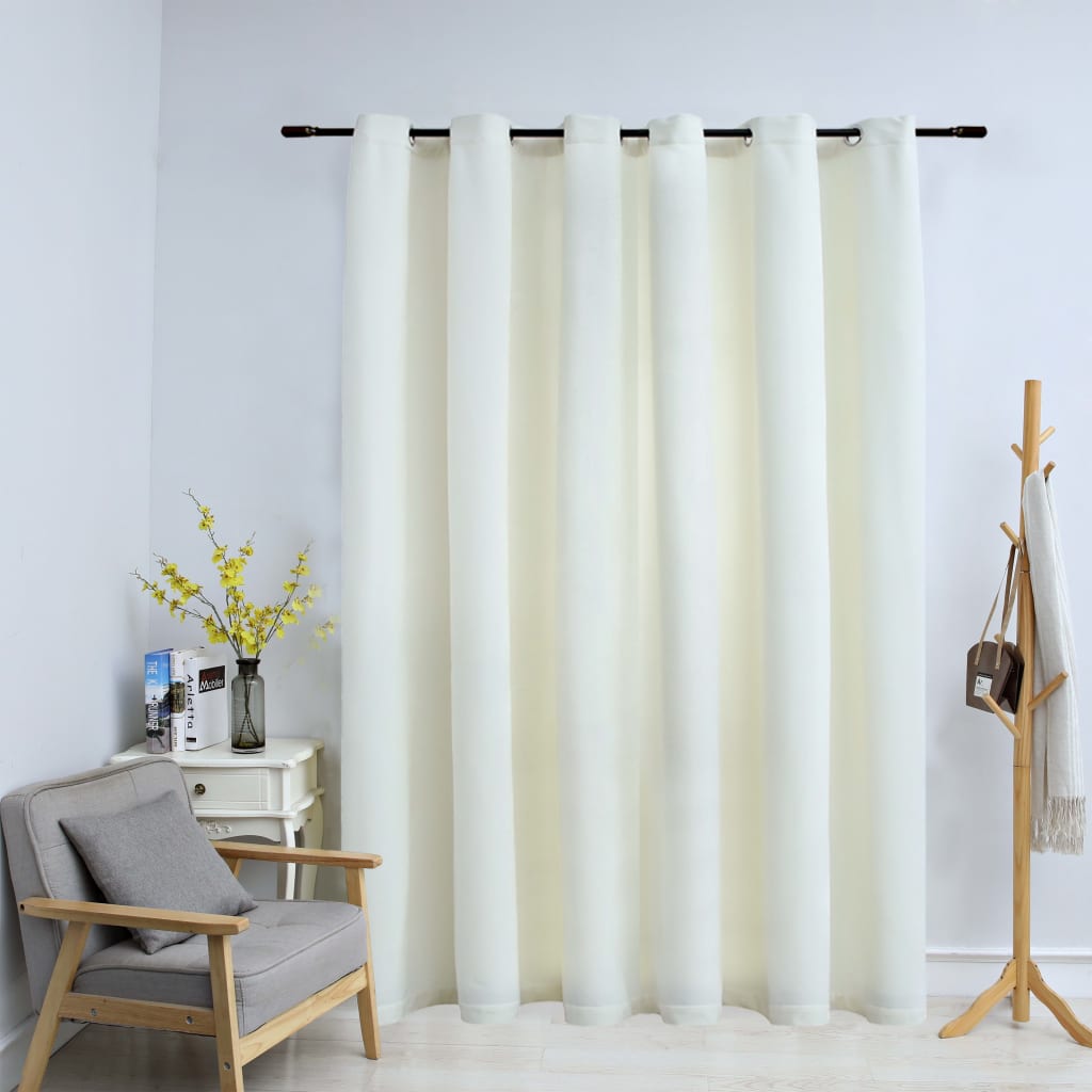 vidaXL Draperie opacă, crem, 290x245 cm, catifea, inele metalice