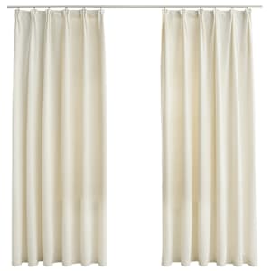 vidaXL pimendavad kardinad 2 tk konksud, samet, kreemjas, 140x175 cm