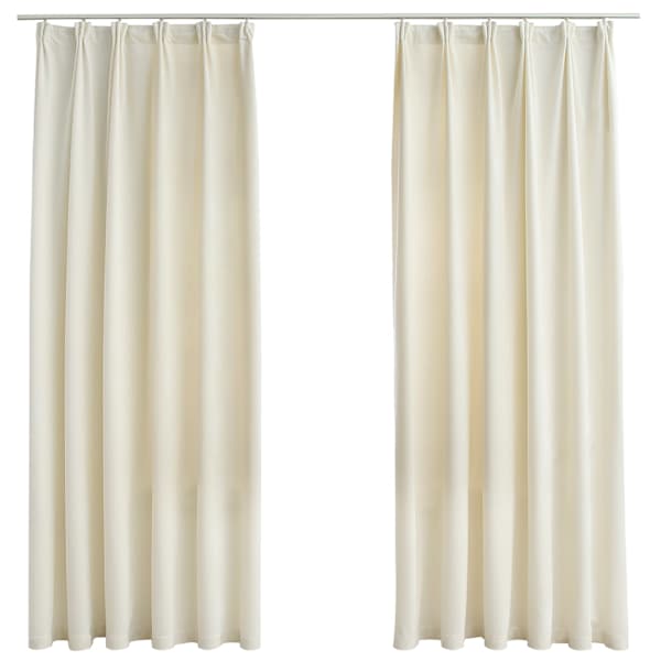 vidaXL pimendavad kardinad 2 tk konksud, samet, kreemjas, 140x175 cm