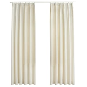vidaXL pimendavad kardinad 2 tk konksud, samet, kreemjas, 140 x 225 cm