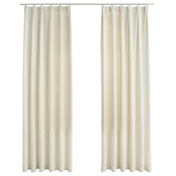vidaXL pimendavad kardinad 2 tk konksud, samet, kreemjas, 140 x 225 cm