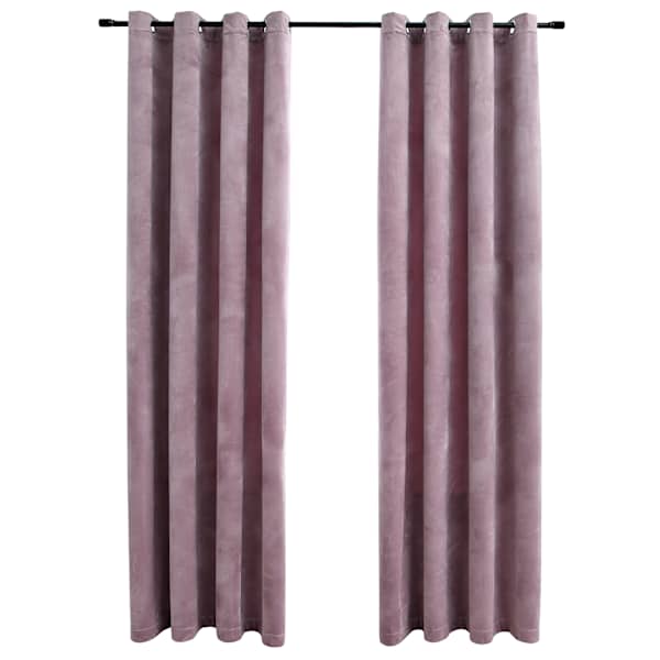 vidaXL pimendavad kardinad r&otilde;ngastega 2 tk samet antiikroosa 140x175cm